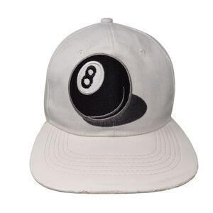 8 Ball Snapback Hat White One Size Adjustable Embroidered 6 Panel Joy Cap